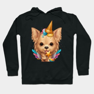 Fawn Long Coat Chihuahua Ice Cream Unicorn Hoodie